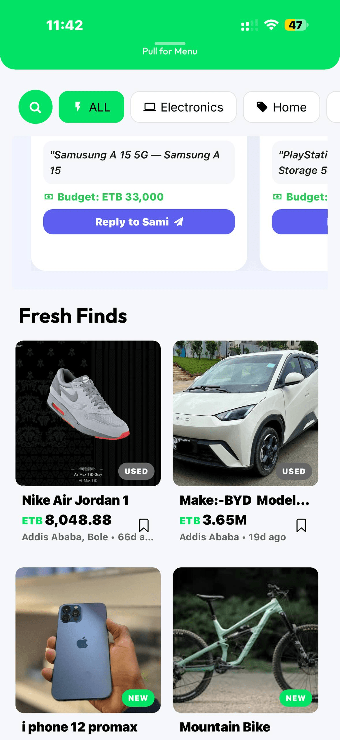 AllStore Ethiopia marketplace and live requests