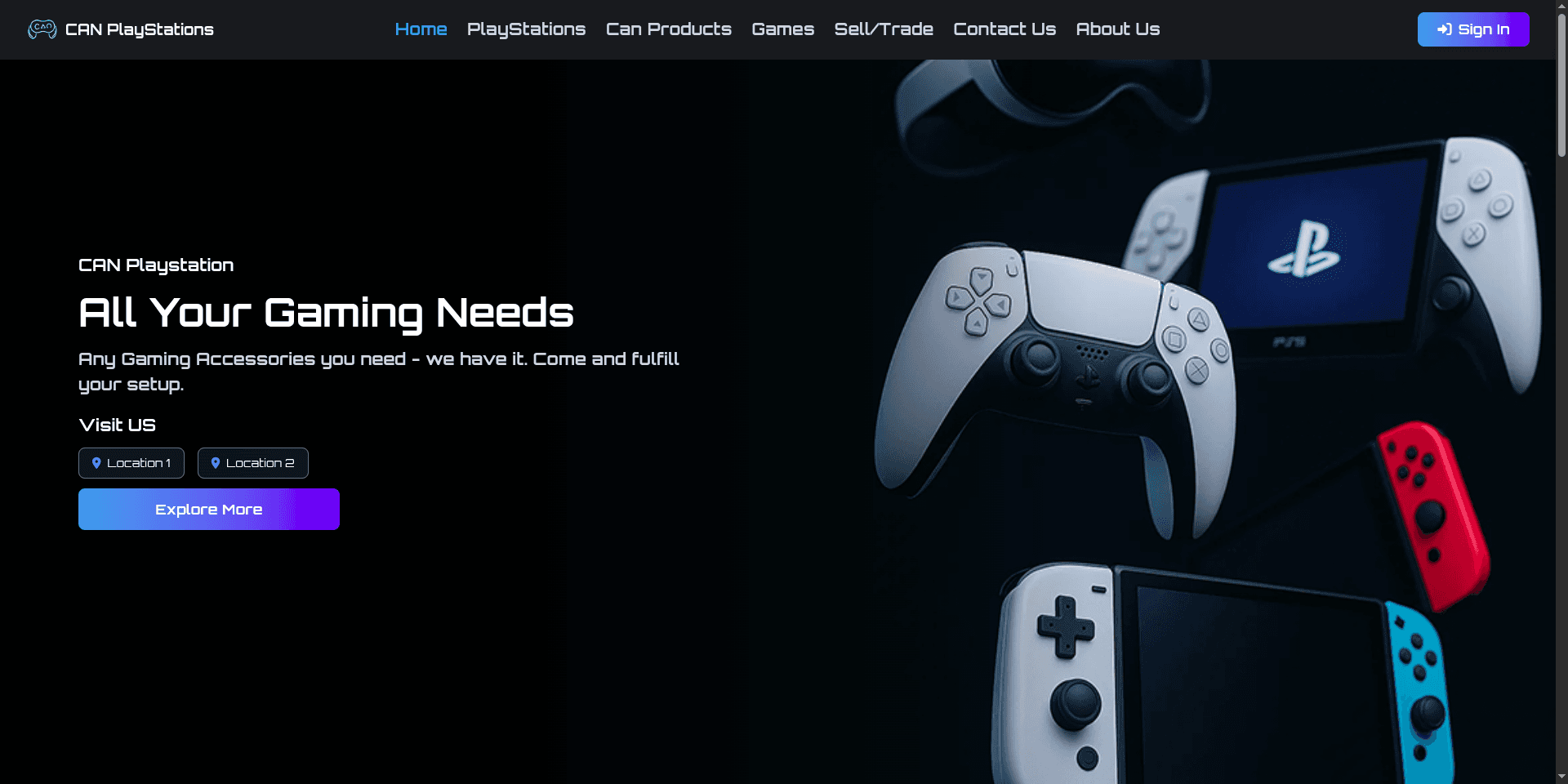 CAN PlayStations website homepage